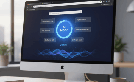 Google AI Mode integration in Chrome browser with AI Mode button and Gemini AI