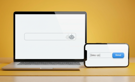 Google tests blue Send button that replaces AI Mode in the search box