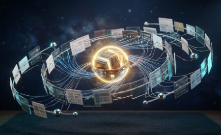 AI SEO Is Astrophysics - entity authority visualized as a galaxy of connected nodes