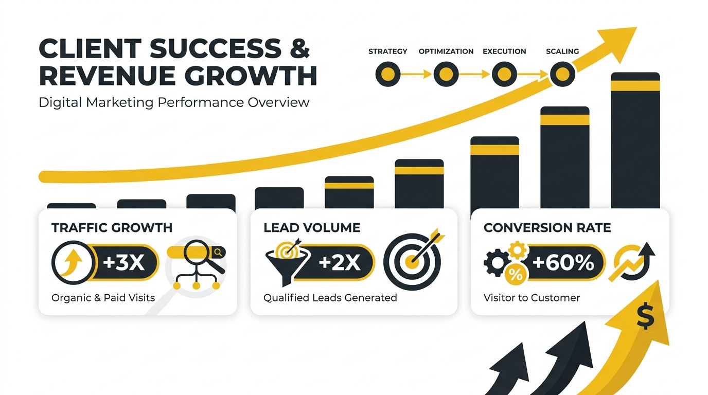 Client success metrics and revenue growth from Dallas digital marketing campaigns